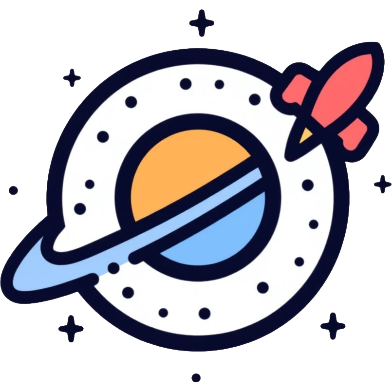 modern space agency logo with planet and satellite emoji