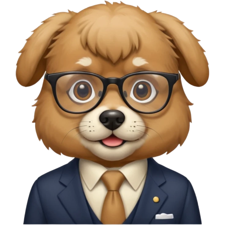 politician dog with glasses emoji