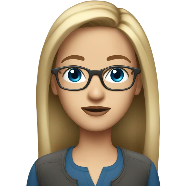 diana dark blonde straight hair, blue eyes, glasses  emoji