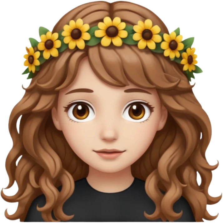 aesthetic white girl with light brown long wavy hair and brown eyes emoji