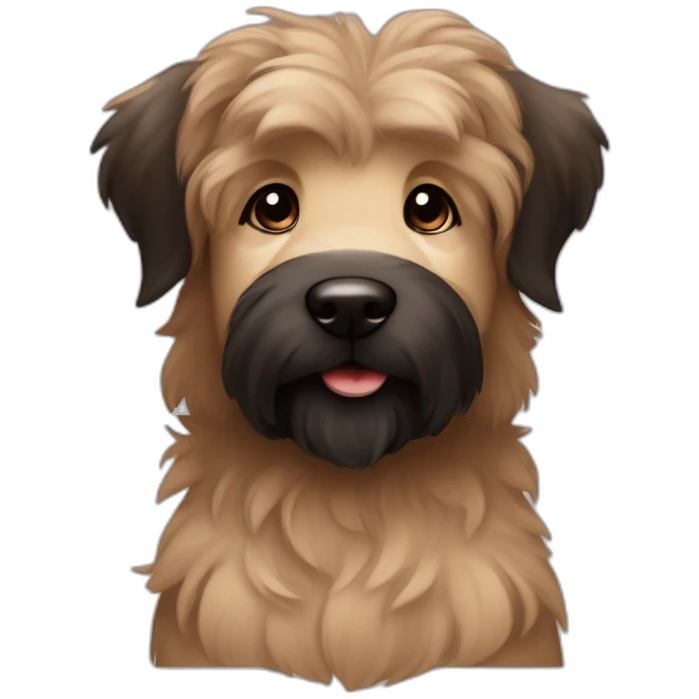 bouvier fawn brown and black puppy face very long hair smiling dark ears emoji