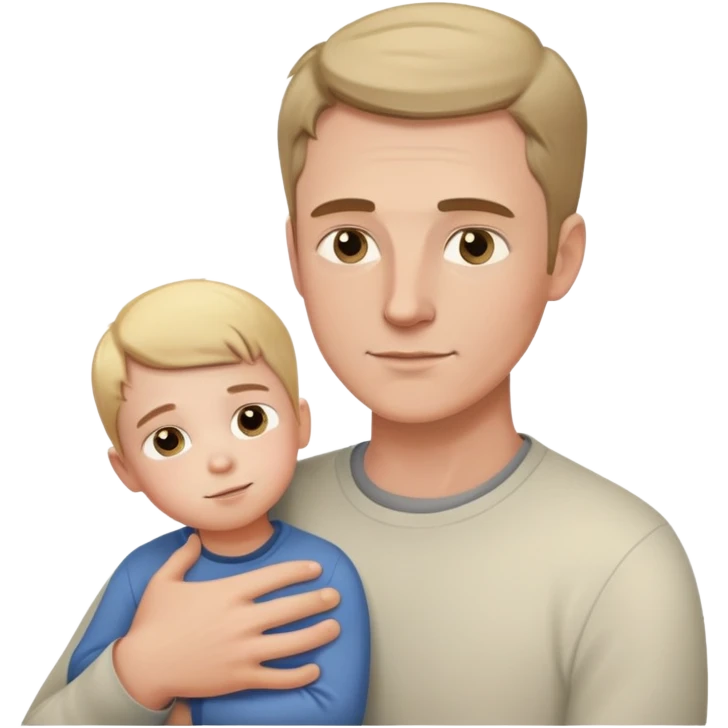 White man with a child, caring pose emoji