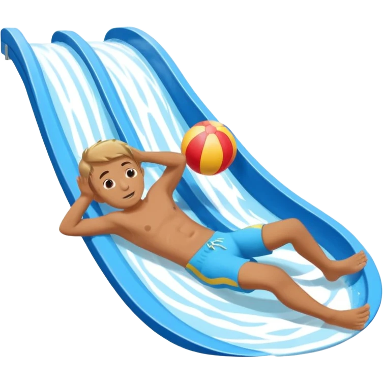 a boy that is sliding on his belly in ON his belly from a waterslide head first on his belly emoji