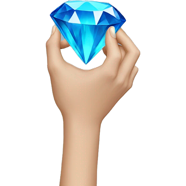 hands holding a blue diamond emoji