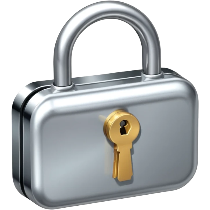 A chrome silver lock and key emoji, smooth metallic surfaces, glossy reflections, luxury swag vibe, minimal iOS emoji style, centered on clean white background emoji