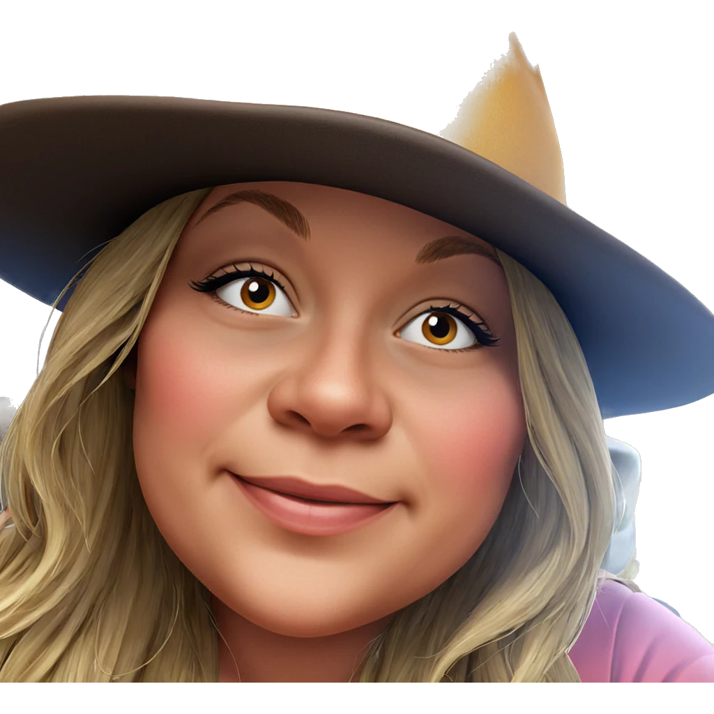 cheerful girl in a hat emoji