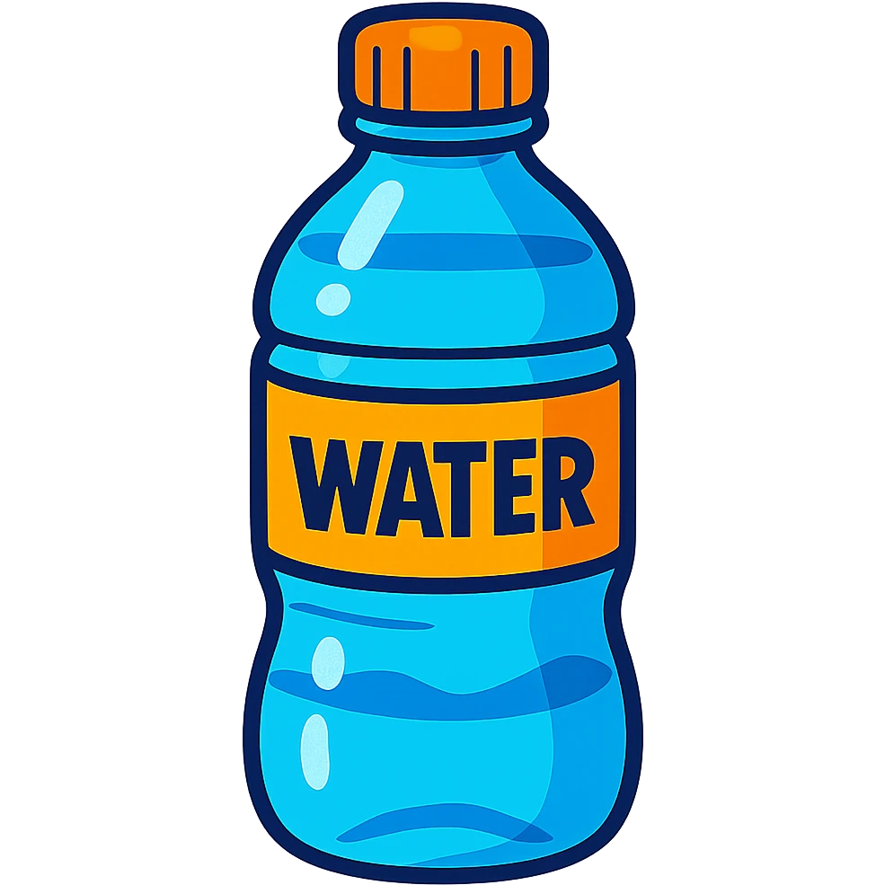 a bottle of water, vibrant cartoon style emoji