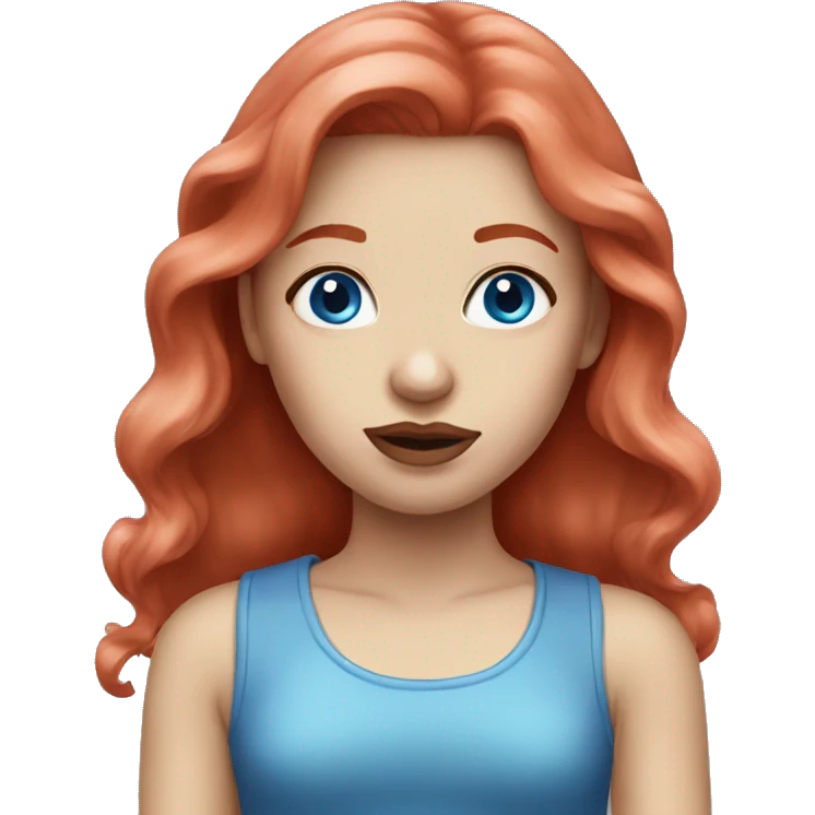 Long red hair girl with blue eyes and pink lips emoji