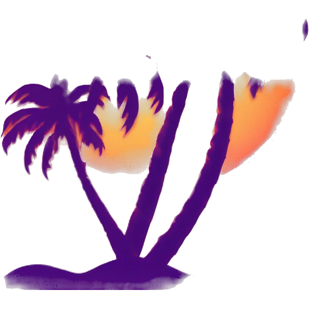 palm tree on a background of the setting sun in retro wave mode emoji