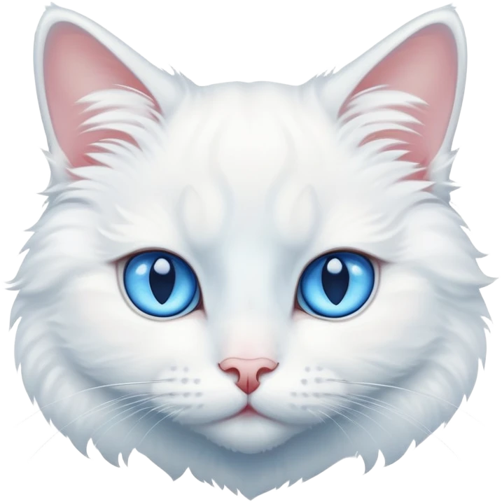 White cat with a blue eyes emoji
