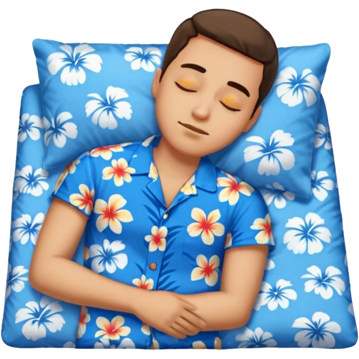 Guy wearing blue Hawaiian shirt sleeping emoji