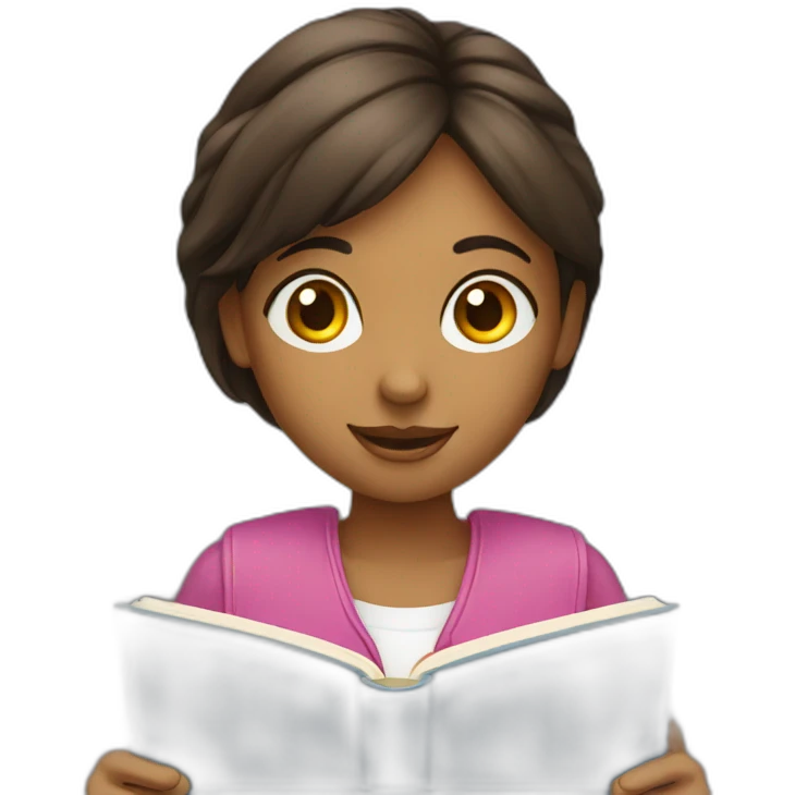 A girl reading a book.  emoji