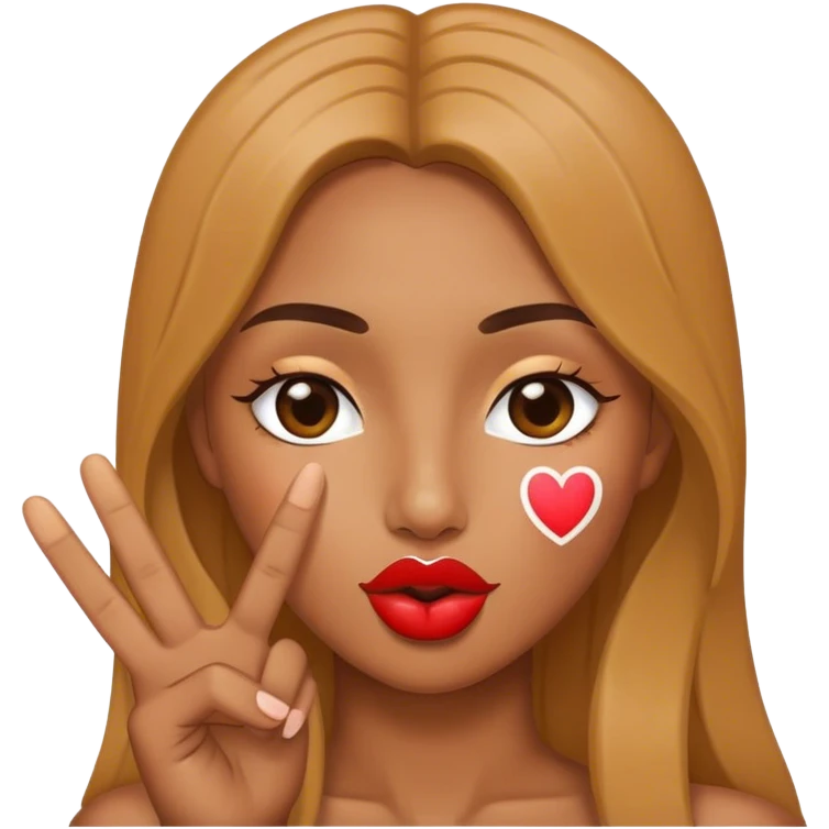 Kiss with peace sign emoji