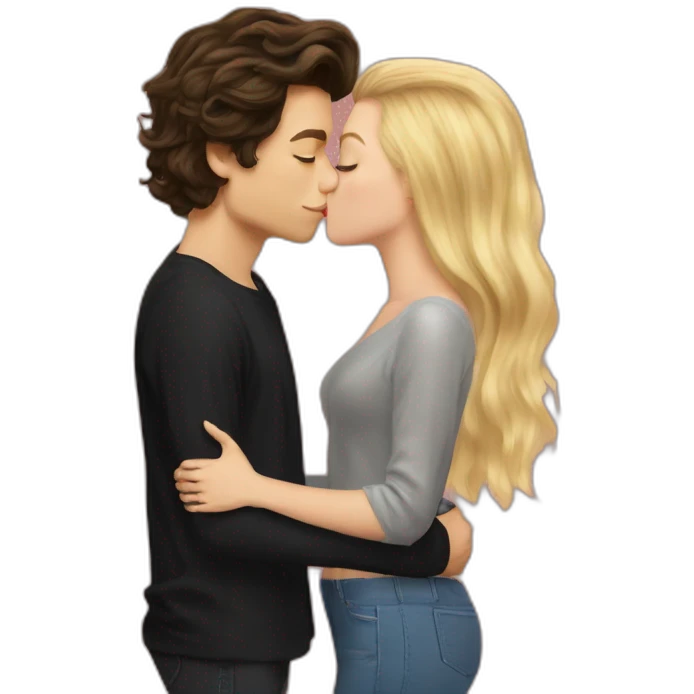 harry styles kissing blonde girl emoji