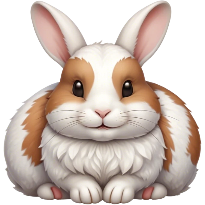 Meme-Worthy Cute Sleeping White and Brown Rabbit Portrait Emoji, Head resting peacefully with a contented smile, showcasing a delightfully balanced build and a luxuriously soft patterned fur of white and brown, eyes shut in a serene nap, Simplified yet hilariously adorable features, highly detailed, glowing with a soft, drowsy light, high shine, relaxed and utterly lovable, stylized with an air of playful laziness, bright and heartwarming, soft glowing outline, capturing the essence of a comically sleepy bunny, so meme-worthy it feels like it could instantly become the next viral sensation of adorable slumber! emoji