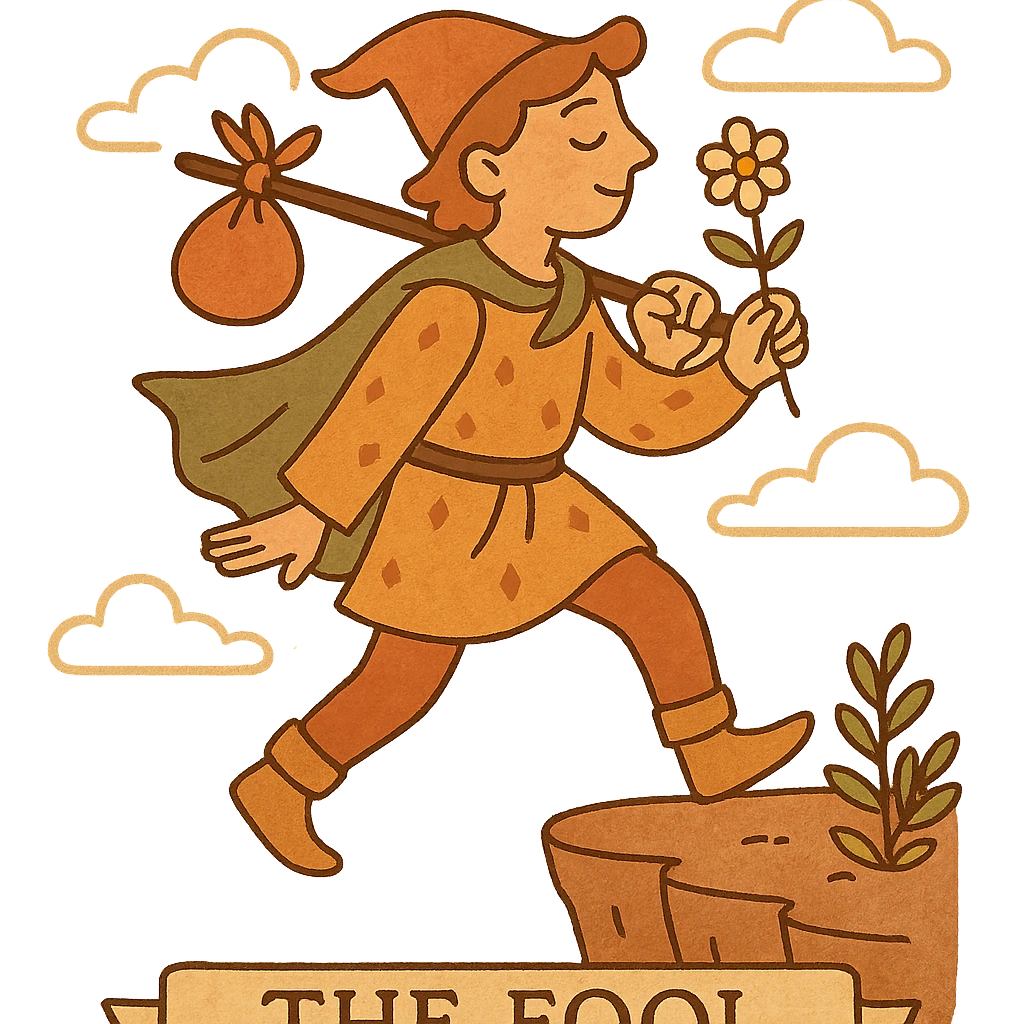 The Fool tarot card in a fantasy style emoji