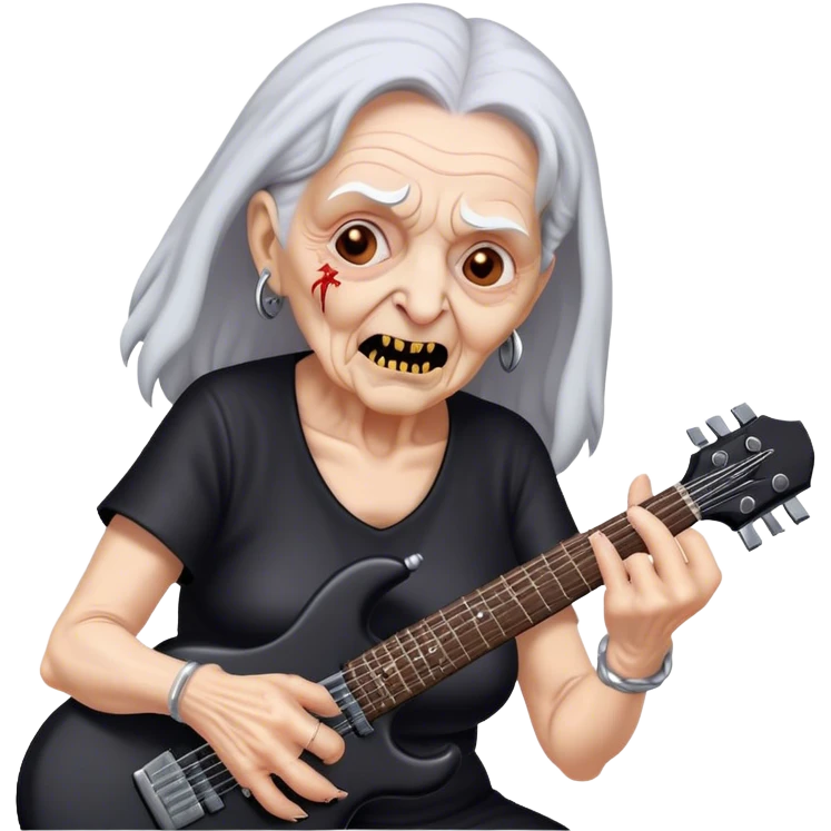 Old lady playing death metal music emoji