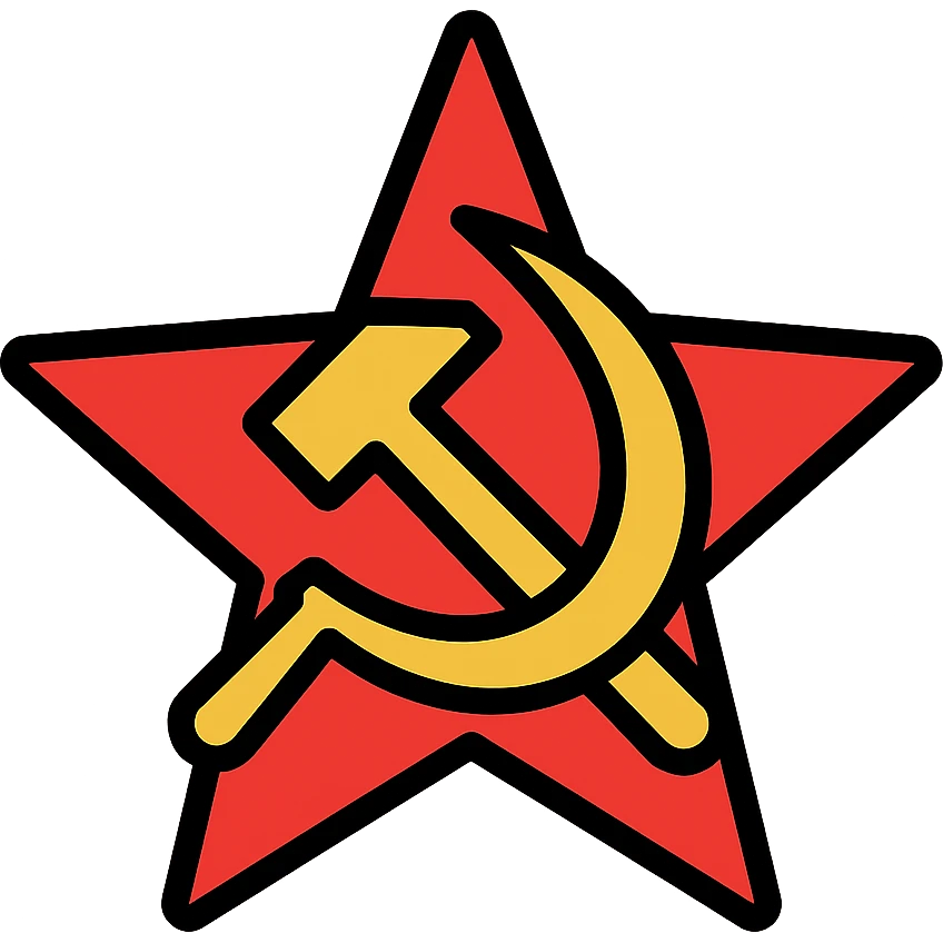 communist symbol, simple and bold, lineal color icon with black outlines emoji