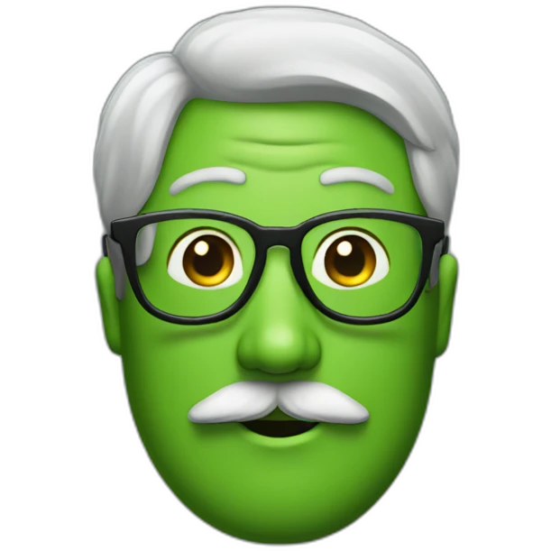mustache man with glasses with green skin emoji