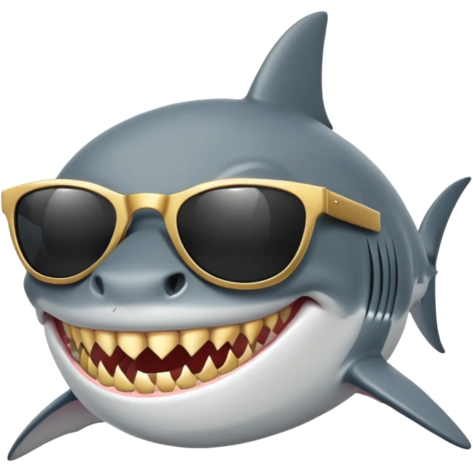 shark with golden teeth wearing black sunglasses emoji