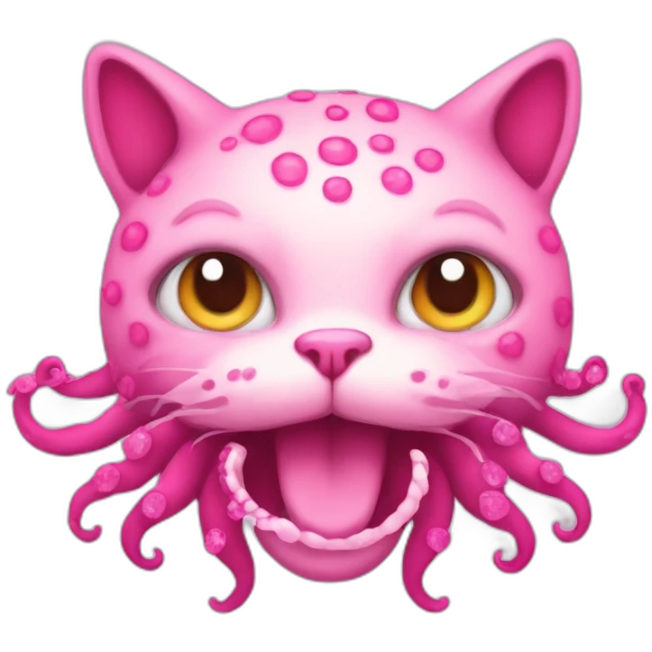 Head of pink cat with Octopus Tentacles and pink sparkly eyes emoji