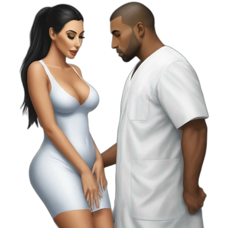 hyper-realistic painting nurse kim kardashian perfect bum inspecting male patient emoji
