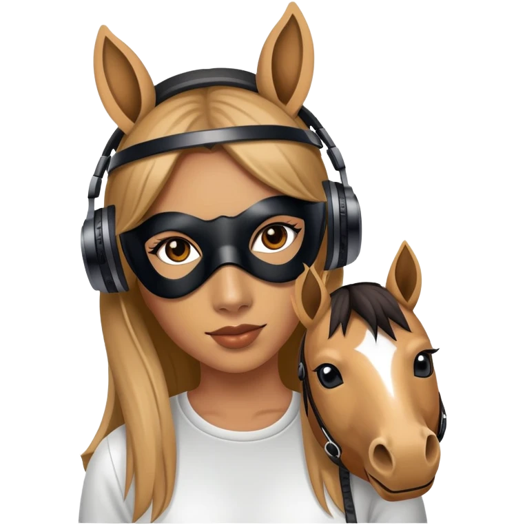 A girl in a horse mask dj’ing emoji