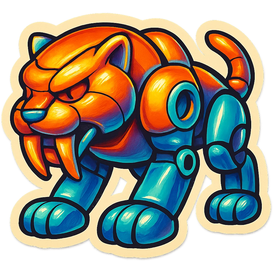 robotic saber tooth cat emoji