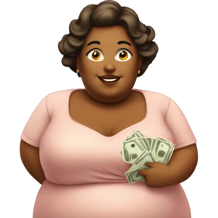 Rich obese woman with money  emoji