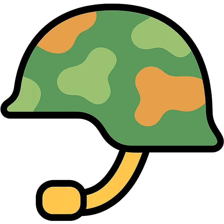 military helmet with camo pattern, simple icon style emoji