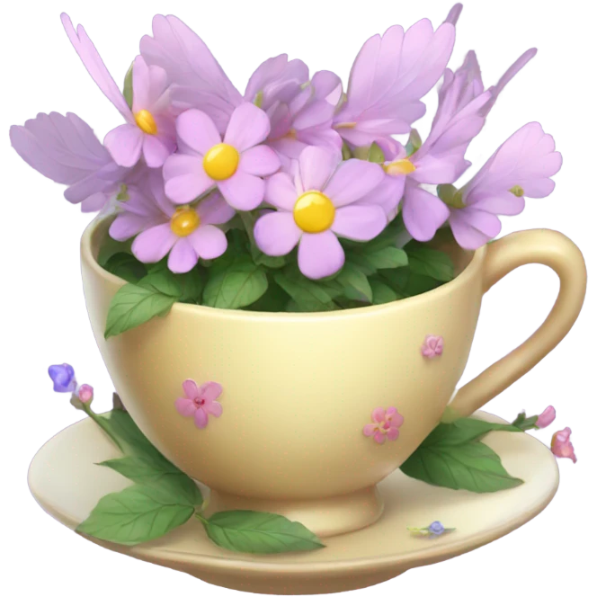 Fairy magic tea cup flowers emoji