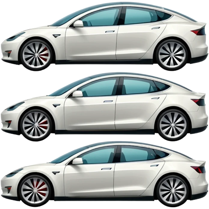 group of four Tesla cars emoji style emoji