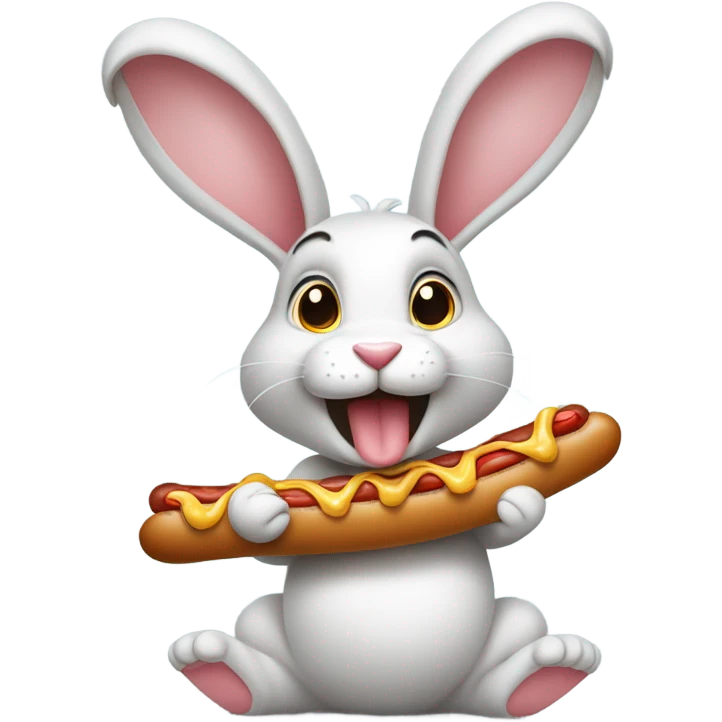 Rabbit, eating hotdog emoji