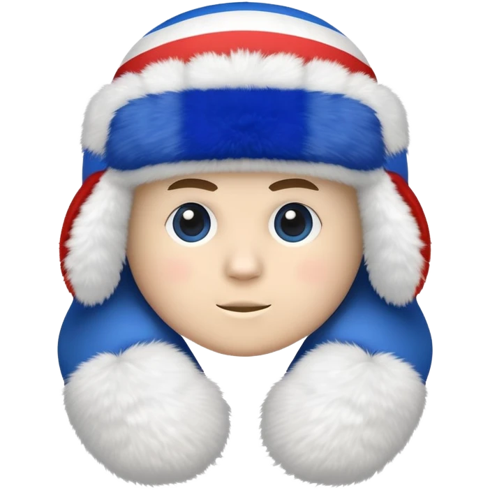 white ushanka winter hat with Russian tricolor flag (white, blue, red) prominently displayed on the front emoji