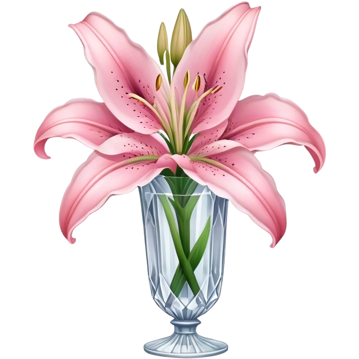 light pink lilium in antique crystal vase emoji