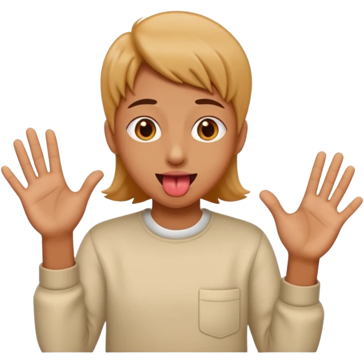 Tongue out with hands to the side  emoji