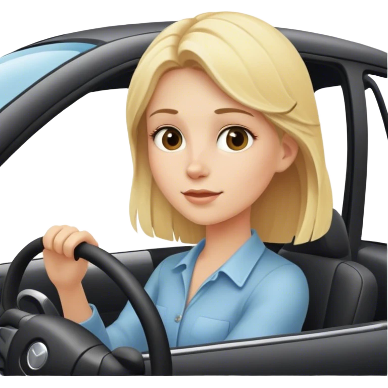 blonde girl driving car emoji