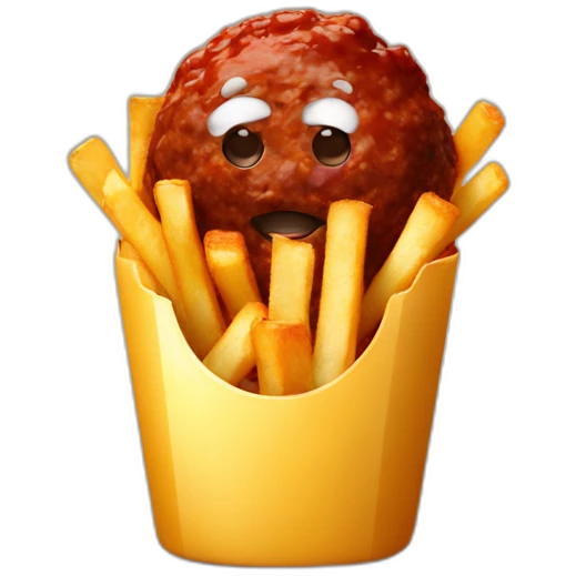 meatballs brown sauce and fries emoji