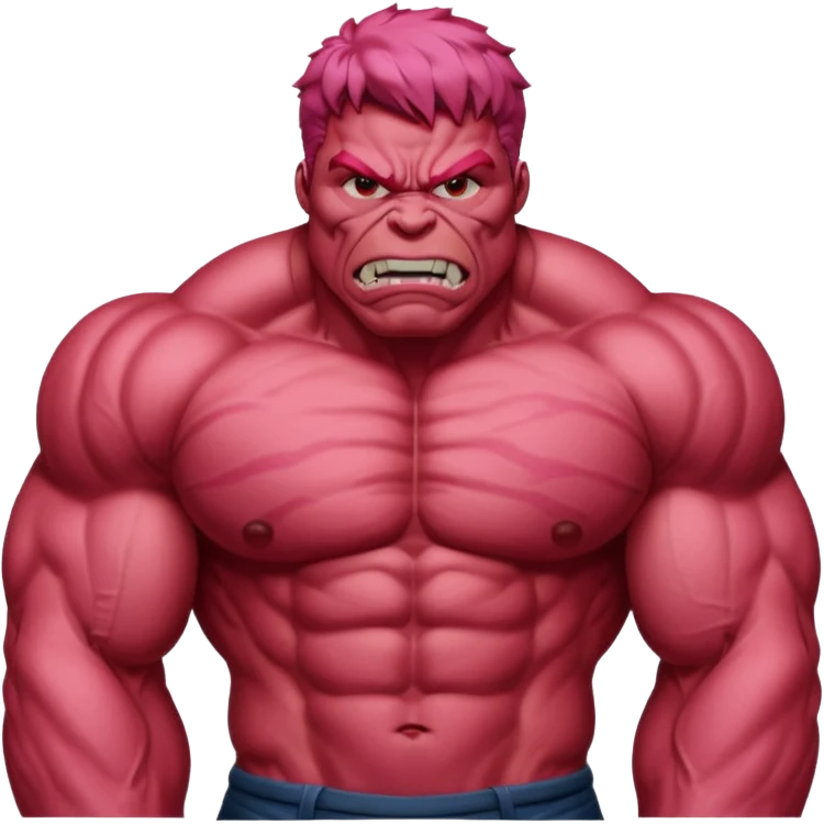 Pink red hulk emoji