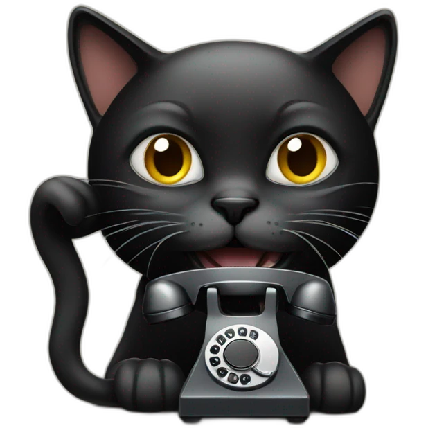 black-cat-with-old-phone emoji