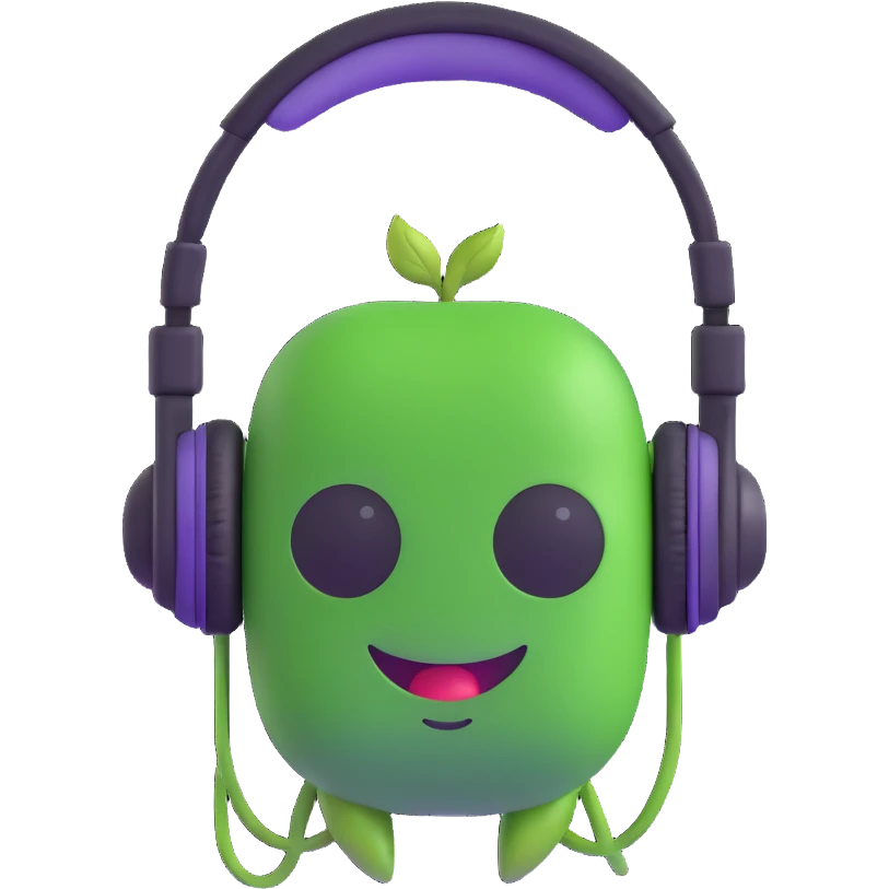 green pea wearing headphones emoji