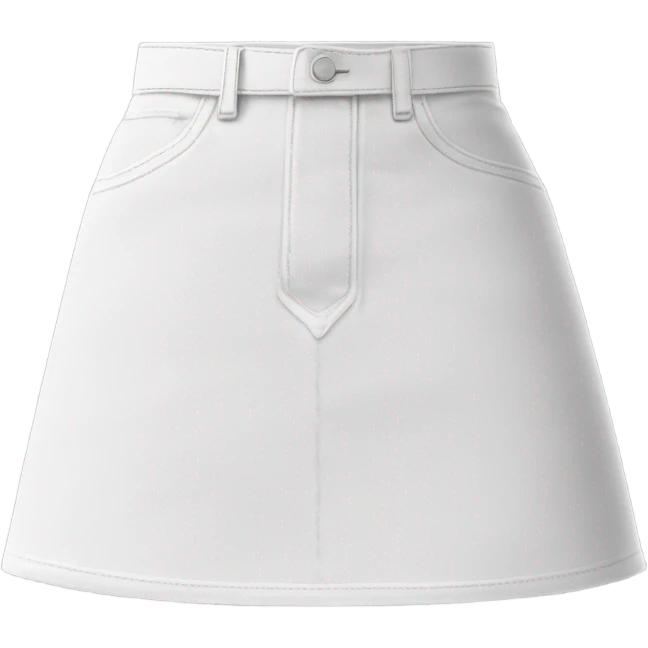 Realistic A-line high waisted white denim mini skirt, isolated emoji