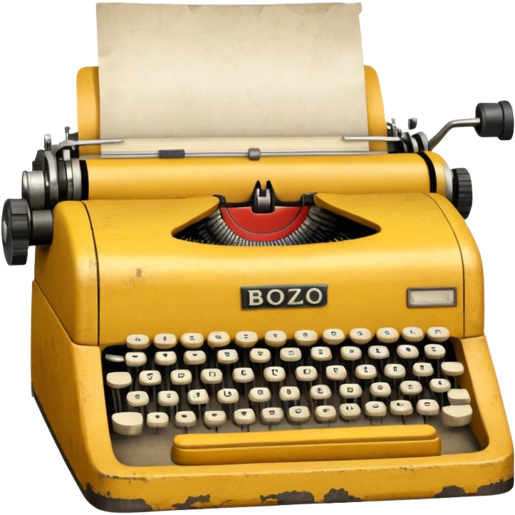 Typewriter with paper that says bozo on paper emoji