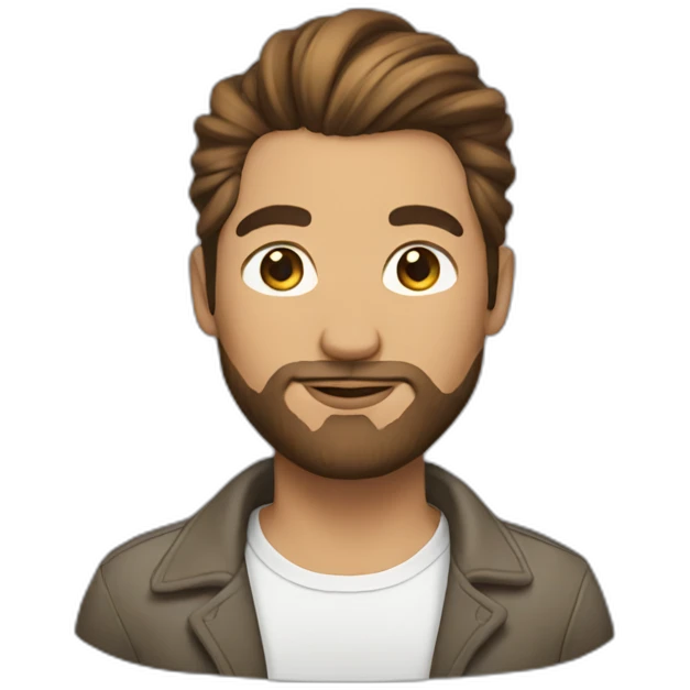 designer with man bun and brown hairs emoji