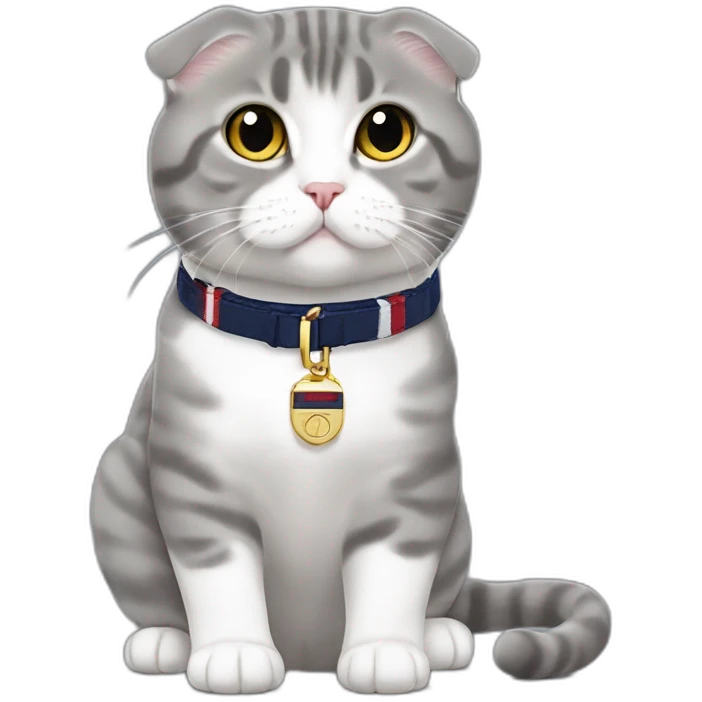 Scottish Fold gray leash Tommy Hilfiger emoji
