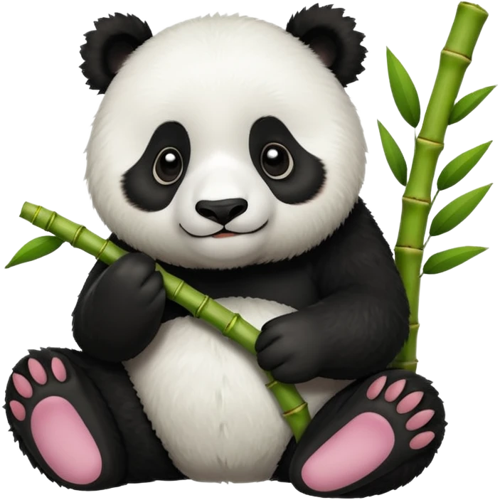 A lovely panda eating bamboo emoji