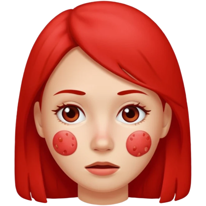 woman with red acne face emoji