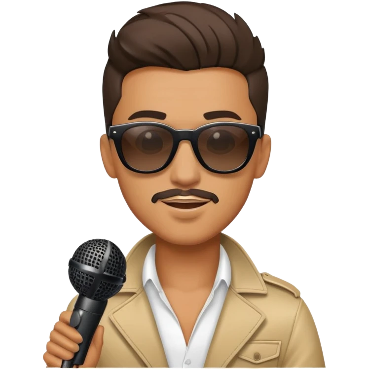 cool male singer with sunglasses and microphone emoji