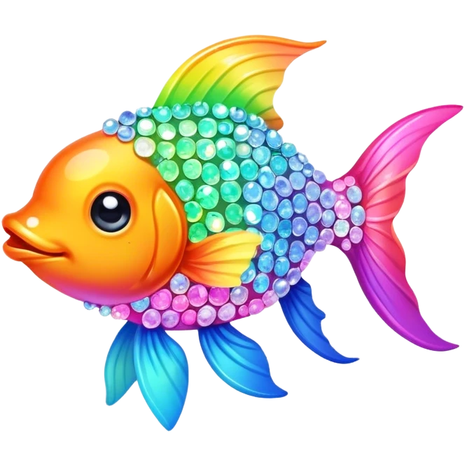 One Kawaii bedazzled pastel neon rainbow goldfish emoji