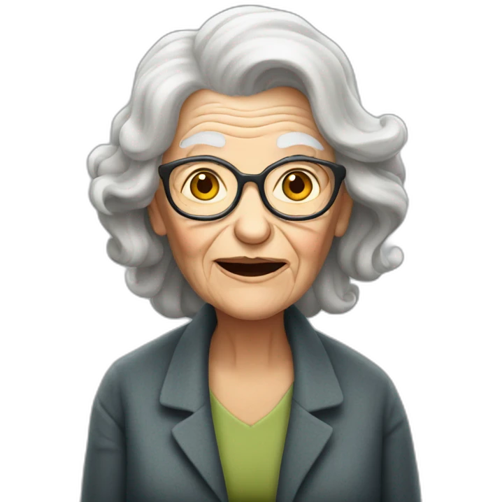 Crazy old lady with long red hair  emoji